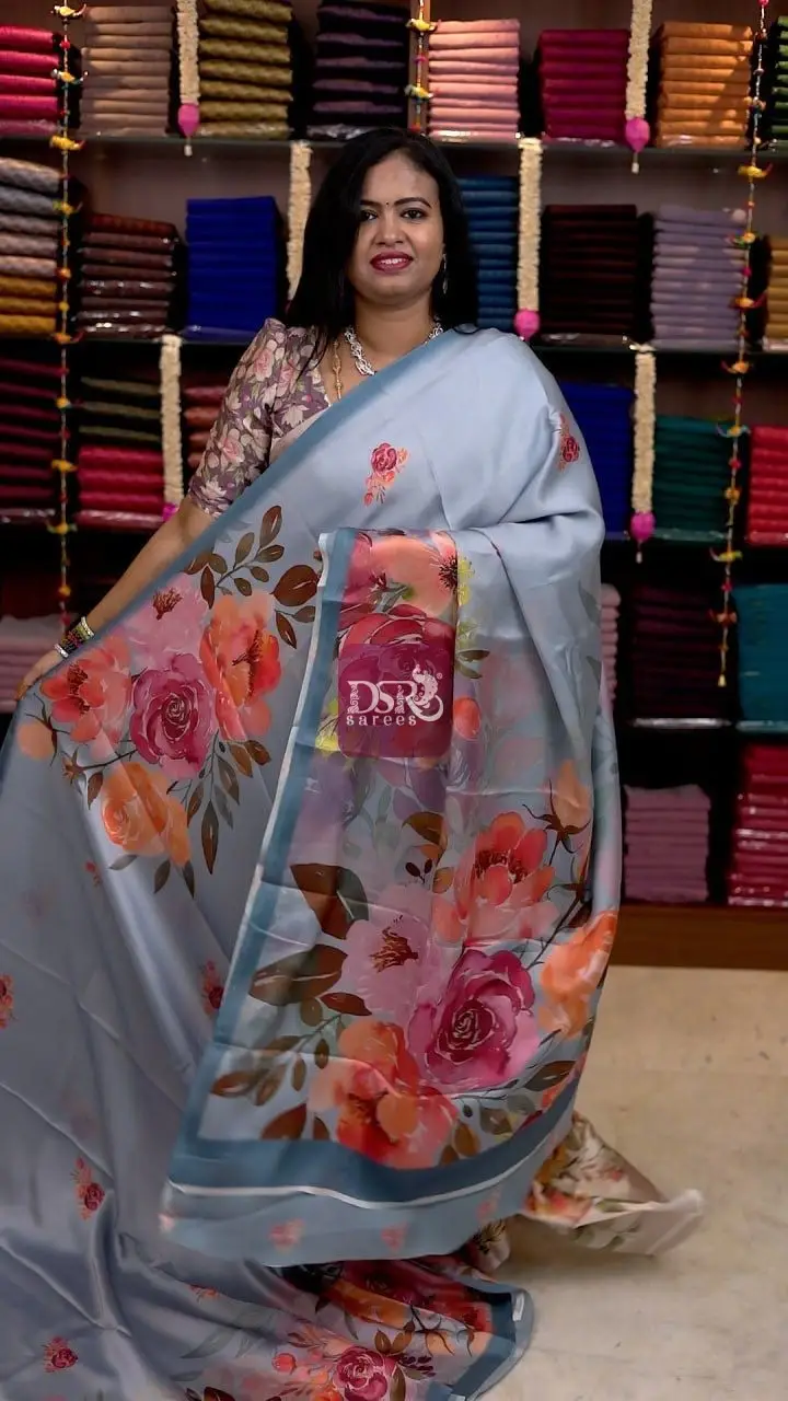 Digital Satin Silk Sarees