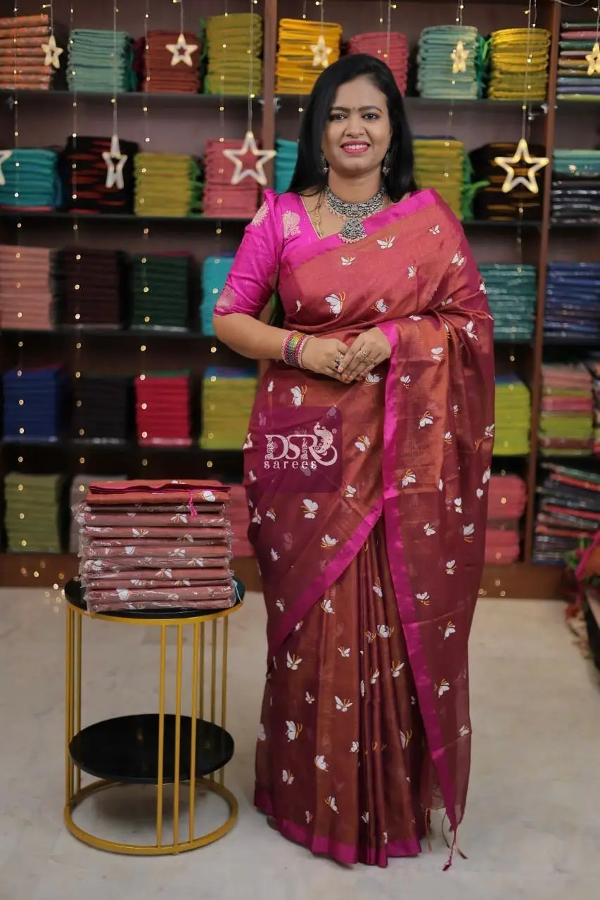 Hand Painted Kadhi Tissue Sarees