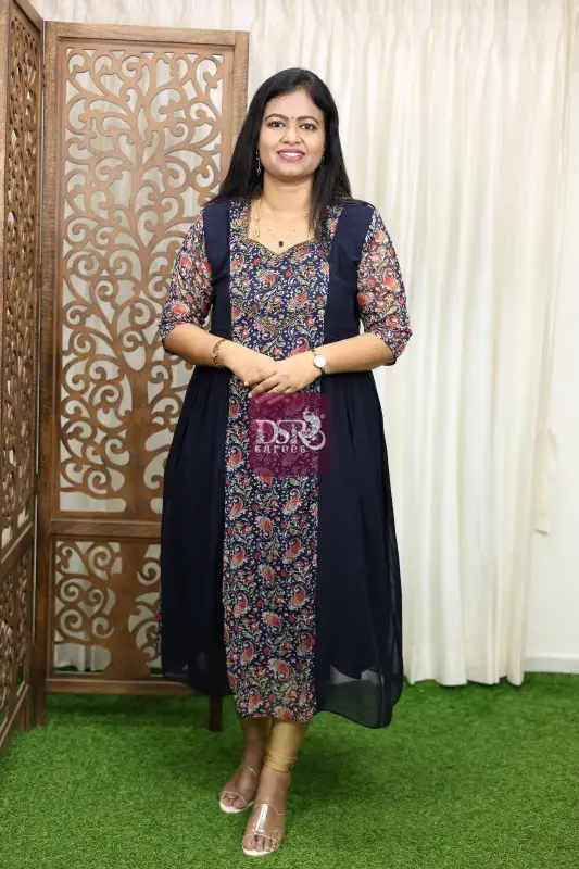 HandWork Rose Silk Kurtis