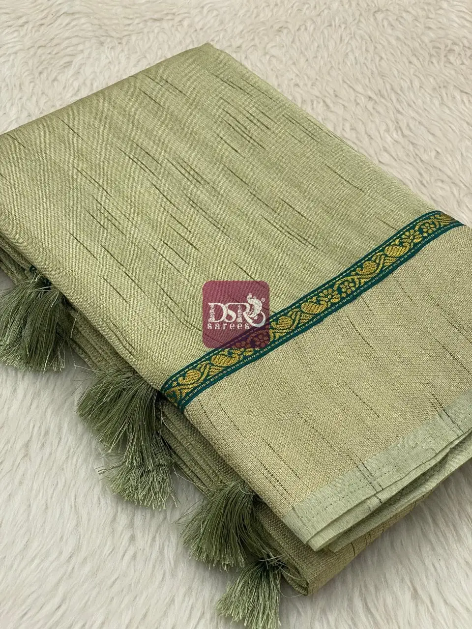 Linen Tissue Saree With Designer Boder