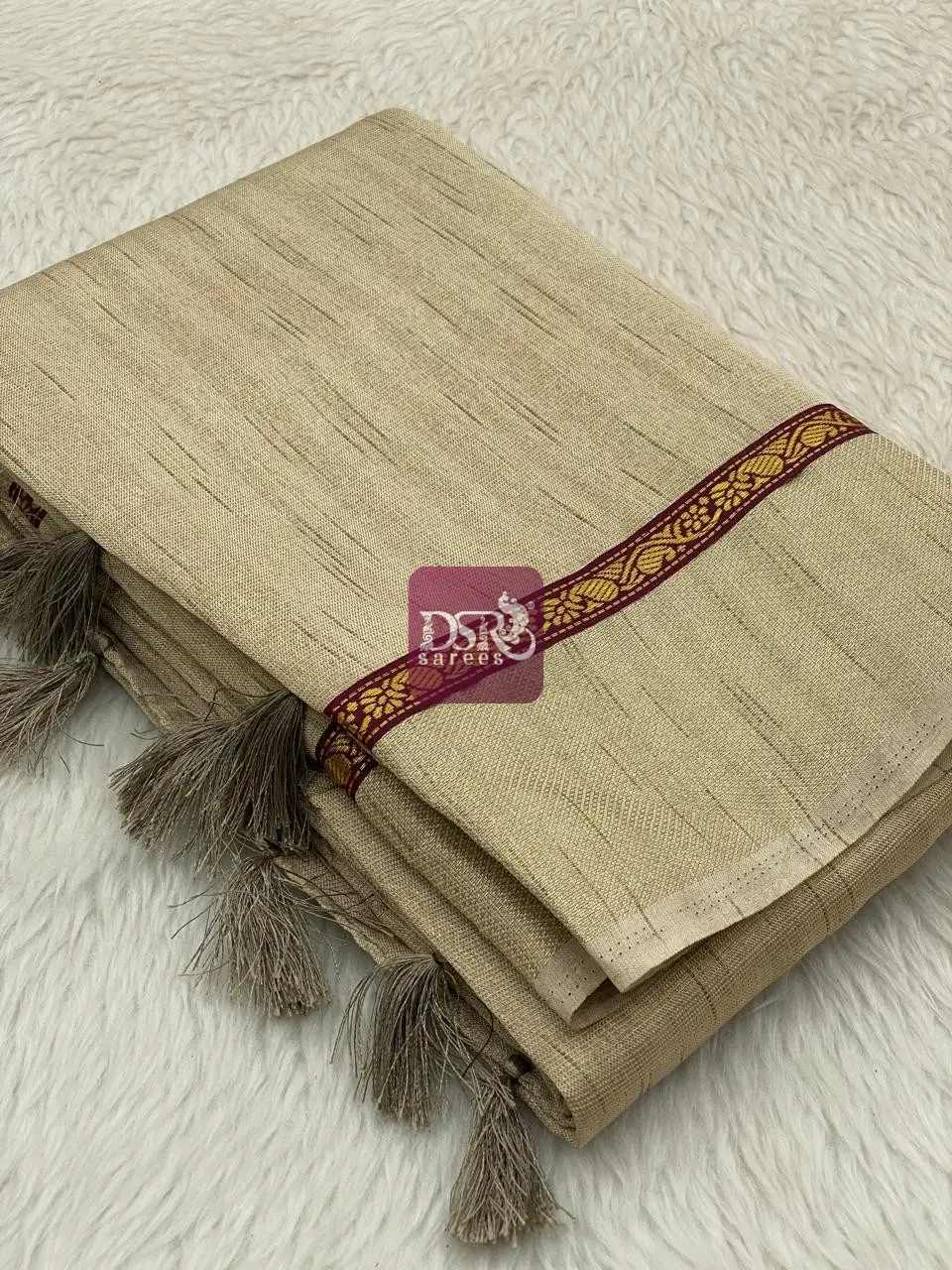 Linen Tissue Saree With Designer Boder